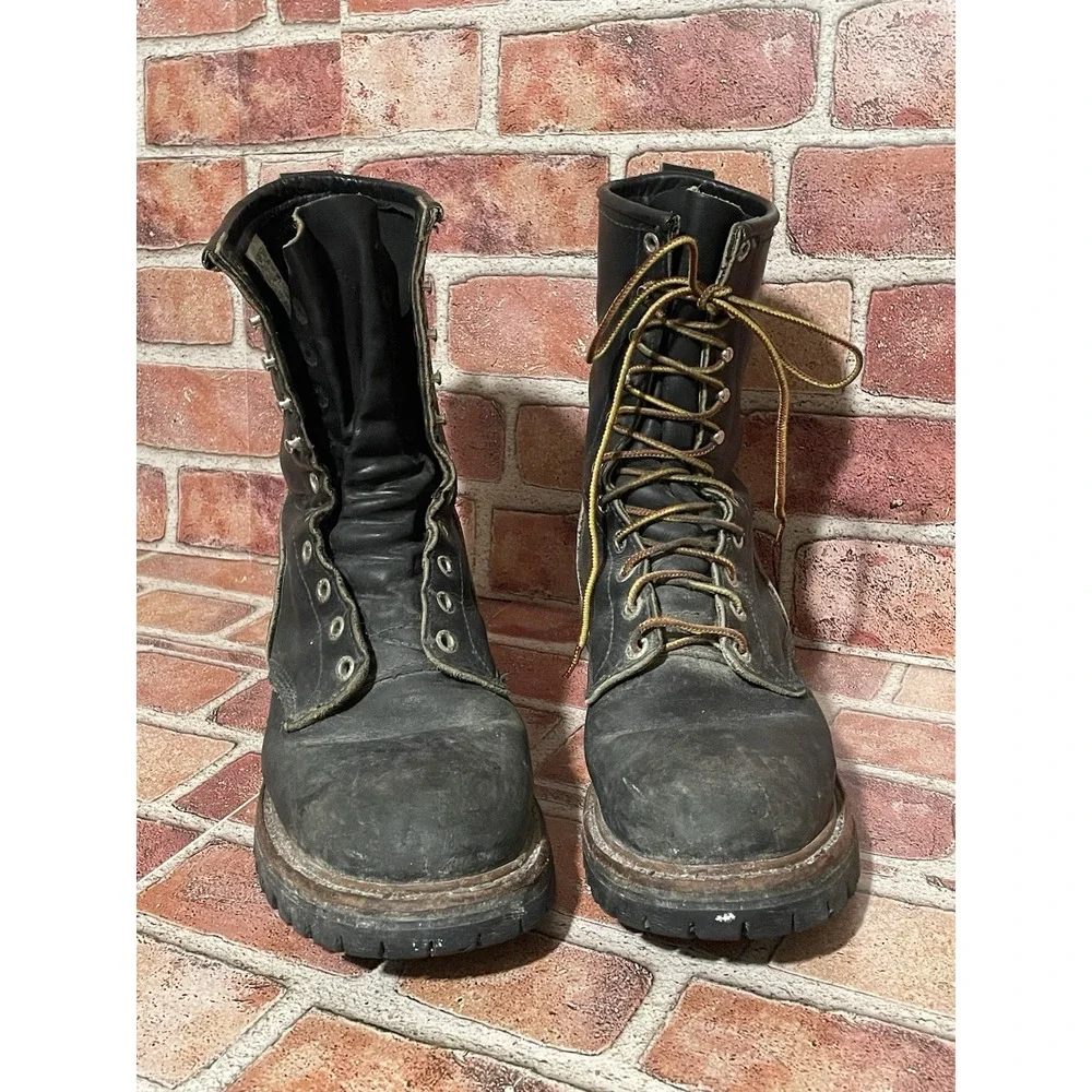 Red Wing 699 Wildland Fire Fighter Logger Black Leather Boots Men's Size 8.5C